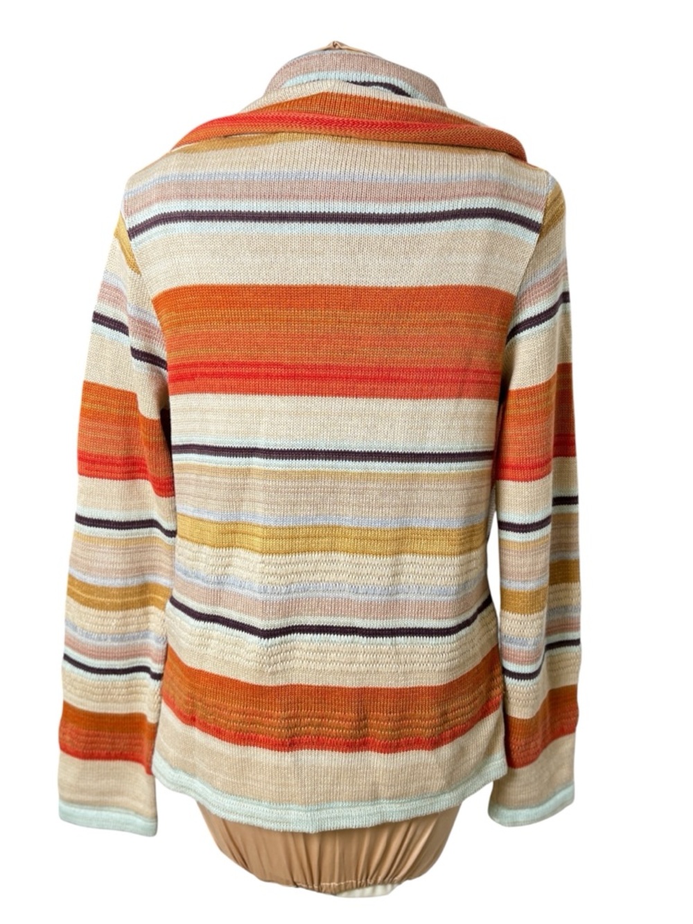 Goddis Striped Draped Open Front Cardigan Boho Lightweight Sweater M/L - Picture 2 of 9